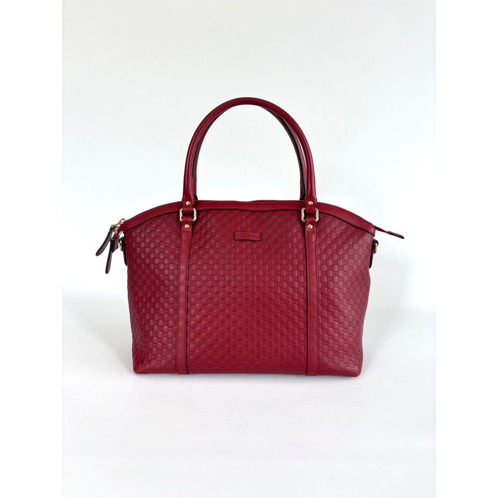 Gucci Microguccissima Red Leather Dome Satchel Bag Gold Hardware 449663